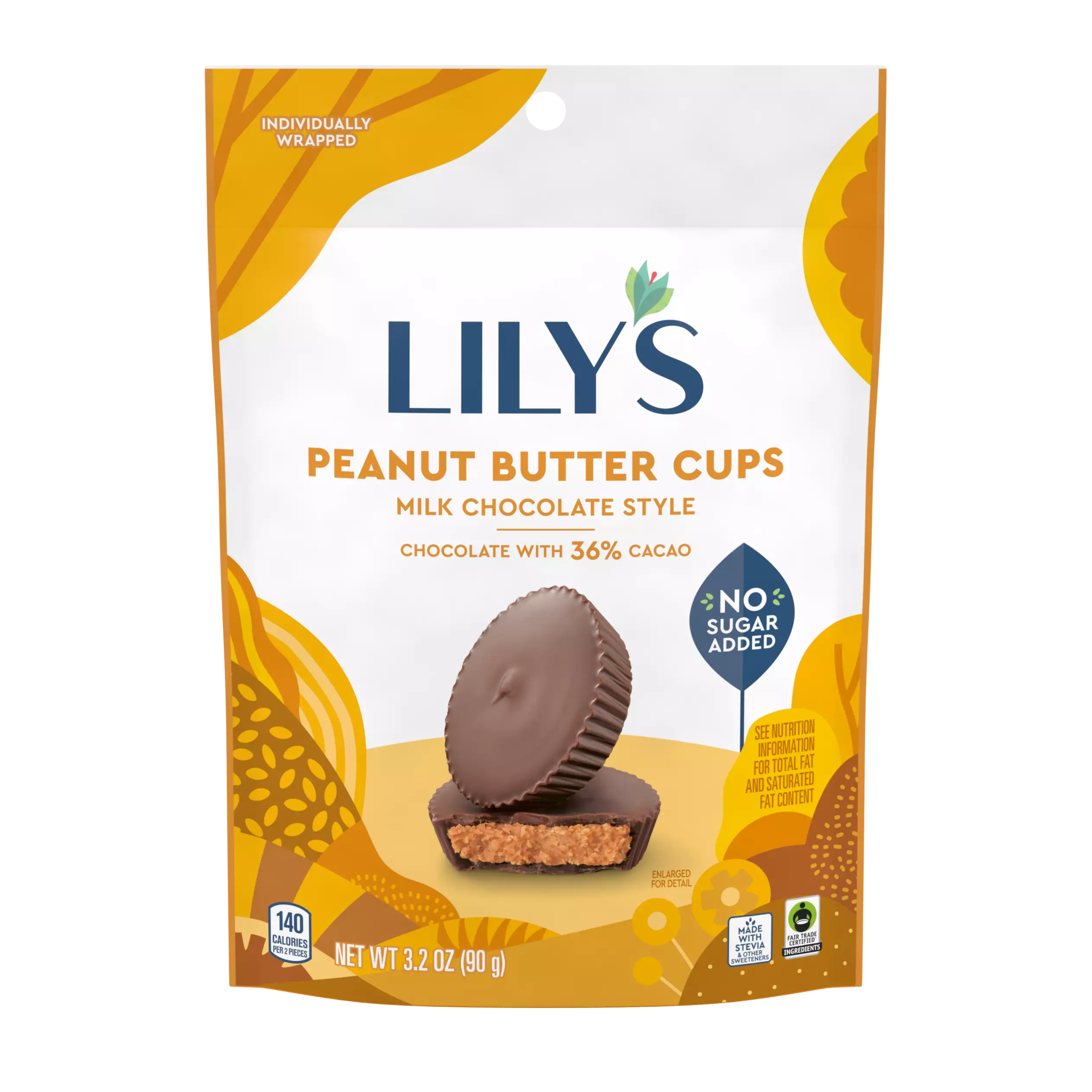 LILY'S Milk Chocolate Style Peanut Butter Cups - 3.2 Oz Pouch