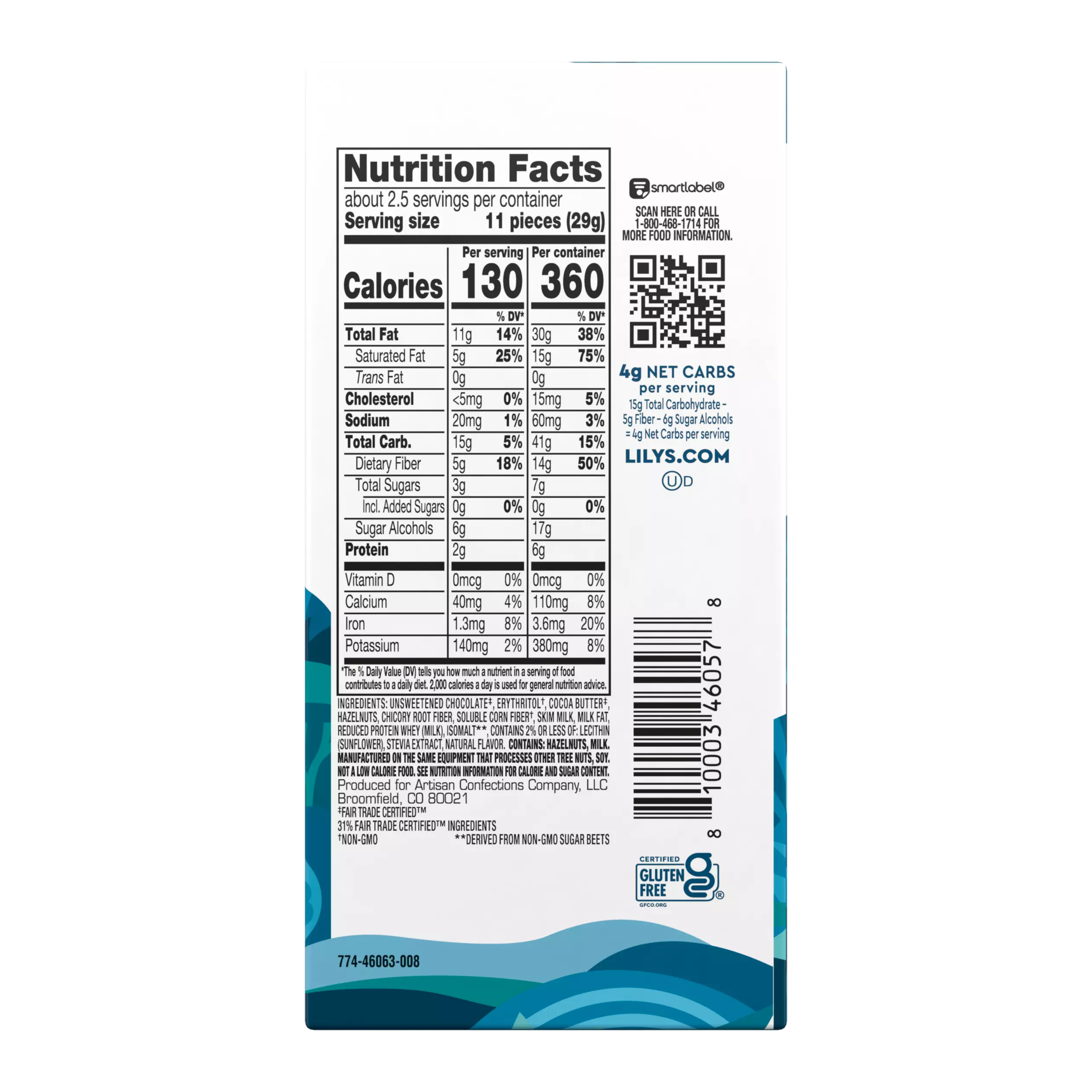 Alternative view of LILY'S Hazelnut Milk Chocolate Style Bar - 2.8 Oz