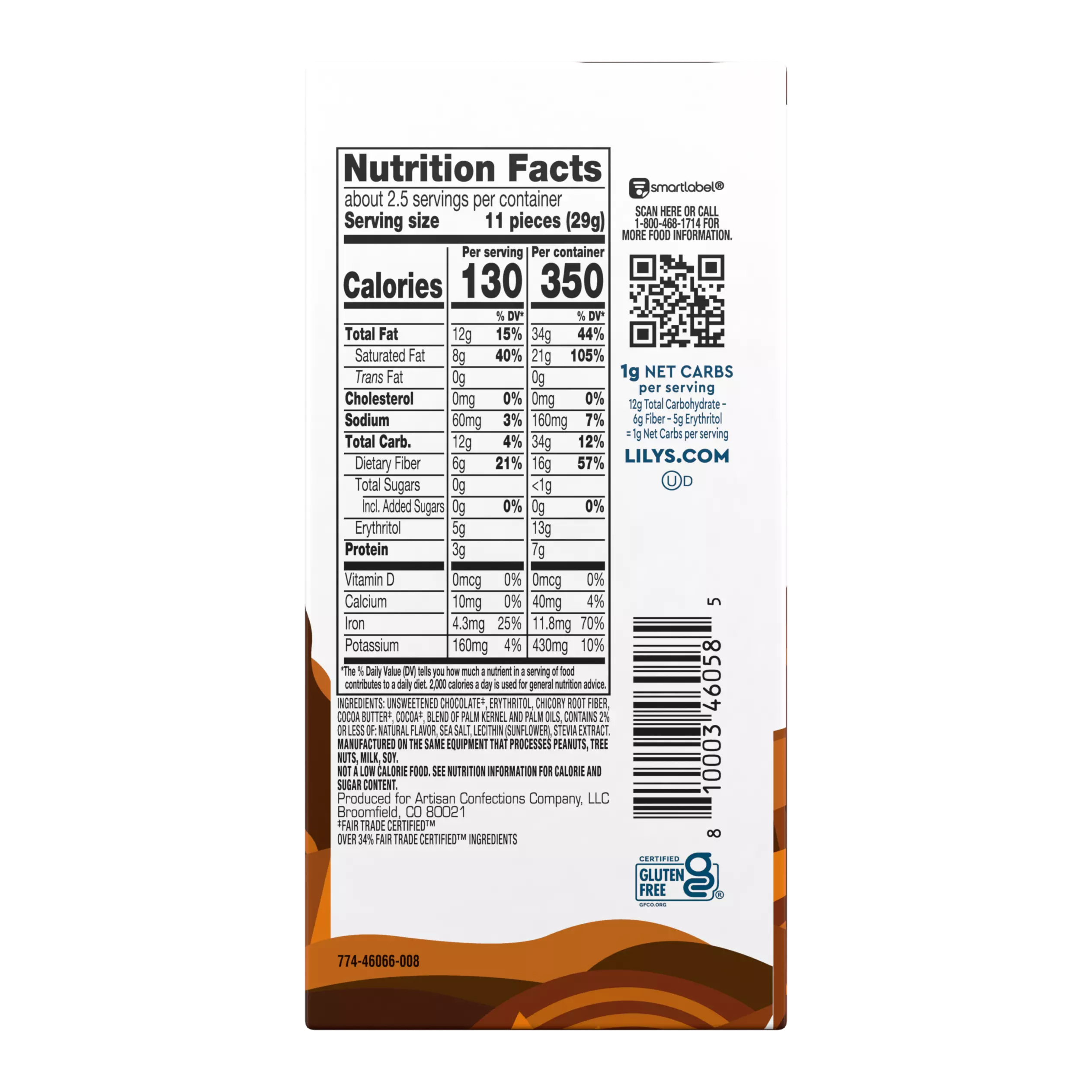 Alternative view of LILY'S Salted Caramel Extra Dark Chocolate Style Bar - 2.8 Oz