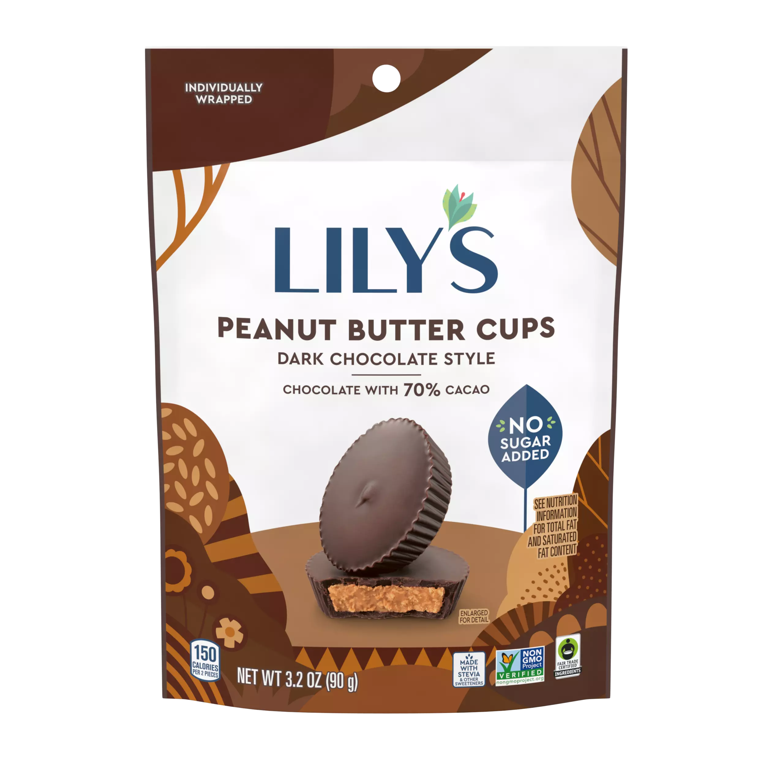LILY'S Dark Chocolate Style Peanut Butter Cups -  3.2 Oz Pouch