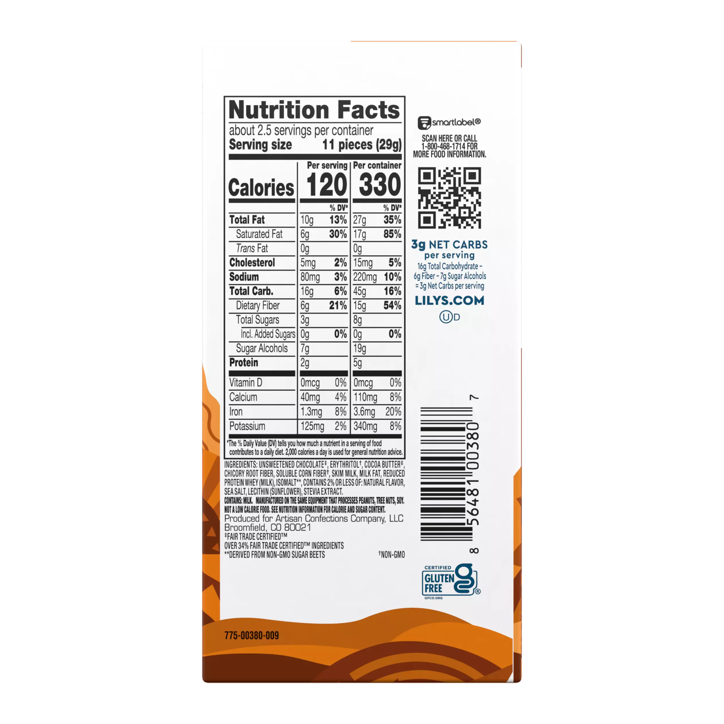 Alternative view of LILY'S Salted Caramel Milk Chocolate Style Bar - 2.8 Oz