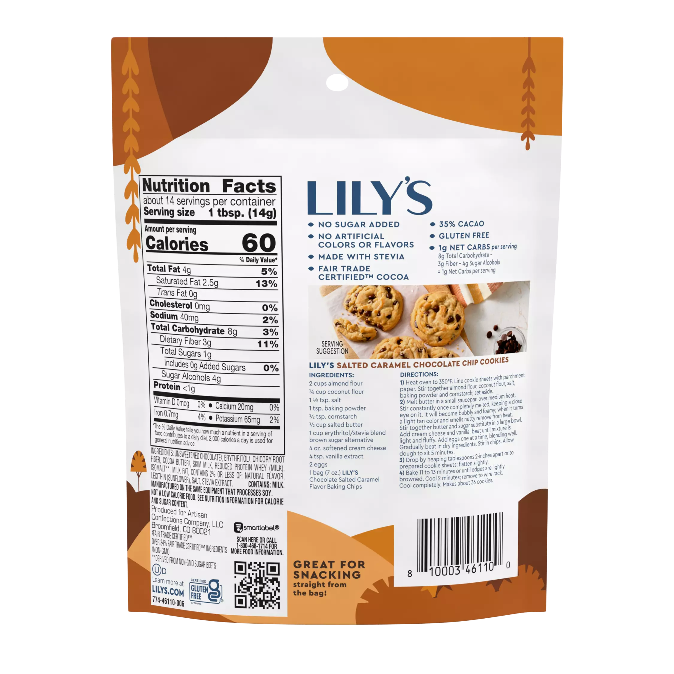 Alternative view of LILY'S Chocolate Salted Caramel Flavor Baking Chips - 7 Oz Pouch